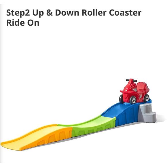Up & Down Roller Coaster Kids Ride On Toy, Push Car, Indoor/Outdoor Playset - Picture 1 of 8